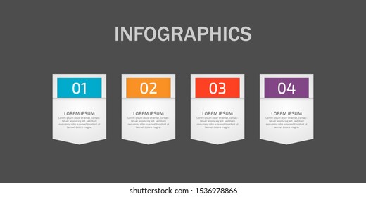 Infographics design template element for graphs, chart, diagrams, business options or web. Creative concept with four options, steps or processes. Can illustrate a strategy, workflow or team work.