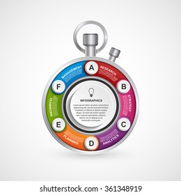 Infographics design template in the form of a stopwatch. Vector illustration. 