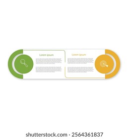Infographics design template and icons with 2 options or 2 steps. use as workflow process diagram, business