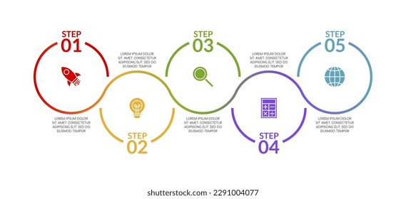 Infographics design template and icons with 5 options or 5 steps. use as workflow process diagram,business data  presentation, timeline layout, milestone, banner, brochure, flow chart