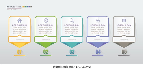 Plantilla de diseño de infografías con iconos, diagrama de procesos, ilustración eps10