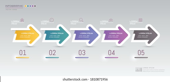 Plantilla de diseño de infografías con iconos, diagrama de procesos, ilustración eps10