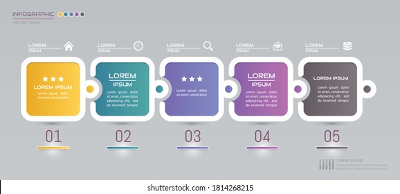 Plantilla de diseño de infografías con iconos, diagrama de procesos, ilustración eps10
