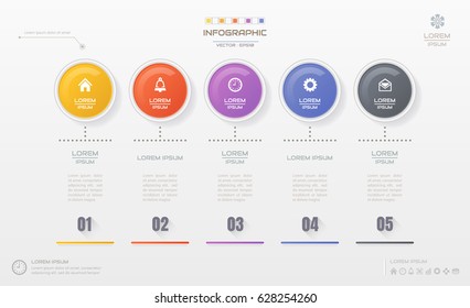 Plantilla de diseño de infografías con iconos, diagrama de procesos, ilustración eps10