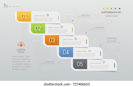 Plantilla de diseño de infografías con iconos, diagrama de procesos, ilustración eps10 de vectores