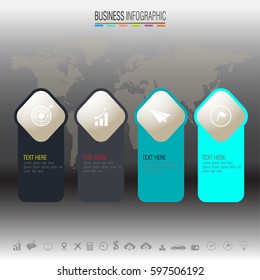 Infographics design template with icons set , world map background.