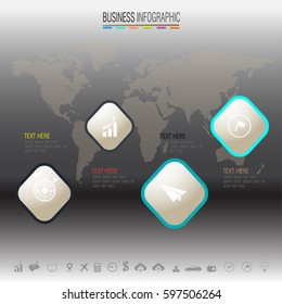 Infographics design template with icons set , world map background.