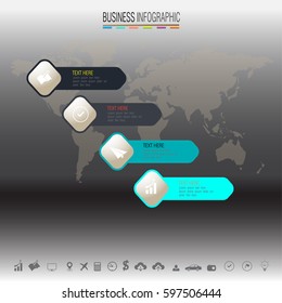 Infographics design template with icons set , world map background.