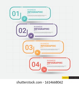 Infographics design template, linear  concept with 4 steps or options, can be used for workflow layout, diagram, annual report, web design.Creative banner, label vector.