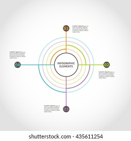 Infographics design template made from color lines. Business concept with 4 options, parts or steps