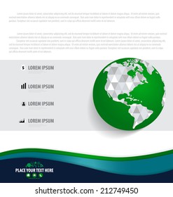 Infographics design template with modern globe. Vector illustration.