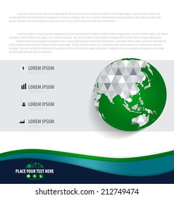 Infografik Design Vorlage mit modernem Globus. Vektorgrafik.