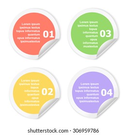  Infographics Design template.   Numbered circle color  infographic, sticker for graphic or website, presentation and chart  Vector illustration