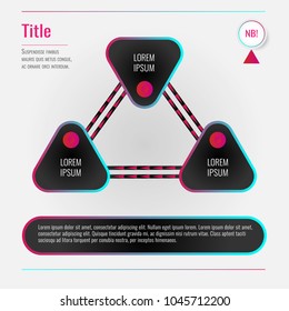 Infographics design template on gray background with stylish elements to compose your own schemes, lists or charts with simple replacement
