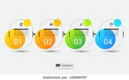 Infographics design template, outline concept with 4 steps or options, can be used for workflow layout, diagram, annual report, web design.Creative banner, label vector.