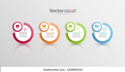 Infographics design template, outline concept with 4 steps or options, can be used for workflow layout, diagram, annual report, web design.Creative banner, label vector eps 10