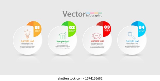 Infographics design template, outline concept with 4 steps or options, can be used for workflow layout, diagram, annual report, web design.Creative banner, label vector eps 10