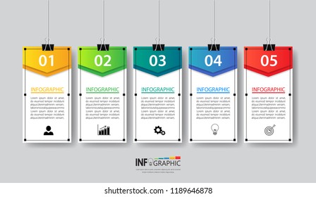 Infographics design template, poster mock up  with 5 steps or options, can be used for workflow layout, diagram, annual report, web design. Creative banner,label vector.
