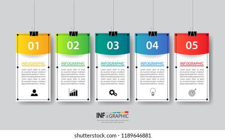 Infographics design template, poster mock up  with 5 steps or options, can be used for workflow layout, diagram, annual report, web design. Creative banner,label vector.
