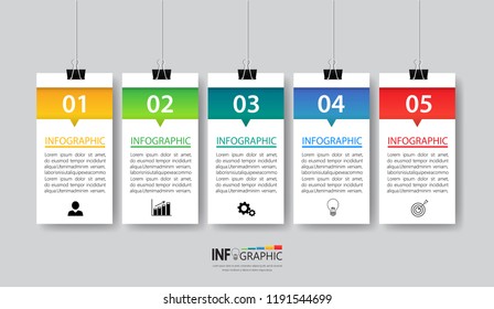 Infographics design template, poster mock up  with 5 steps or options, can be used for workflow layout, diagram, annual report, web design. Creative banner,label vector.
