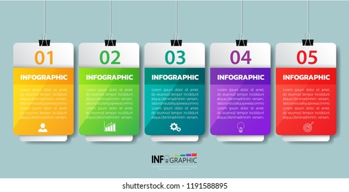 Infographics design template, poster mock up  with 5 steps or options, can be used for workflow layout, diagram, annual report, web design. Creative banner,label vector.
