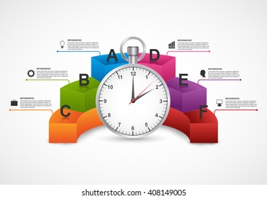 Infographics design template. Stopwatch. Vector illustration. 