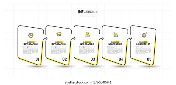 Infographics design template, Thin line concept with 5 steps.