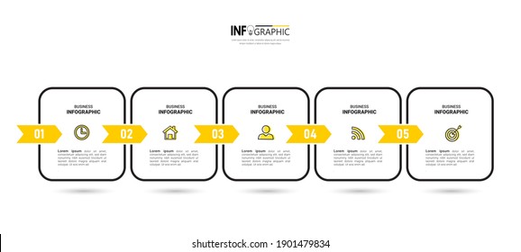 Infographics design template, Thin line concept with 5 steps. Minimal infographic timeline. Vector illustration.
