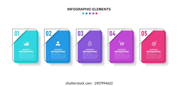 Infographics design template, Thin line concept with 5 steps. Minimal infographic timeline. Vector illustration.