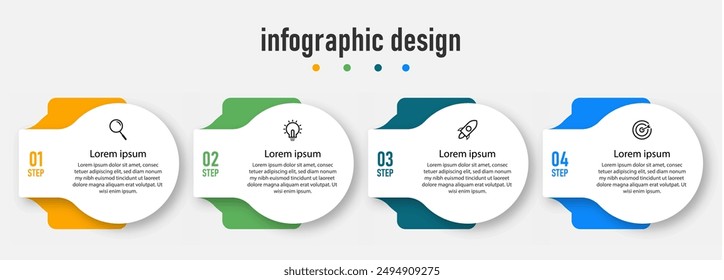 Infographics design template. timeline with 4 steps, options. can be used for workflow diagram, info chart, web design. vector illustration,