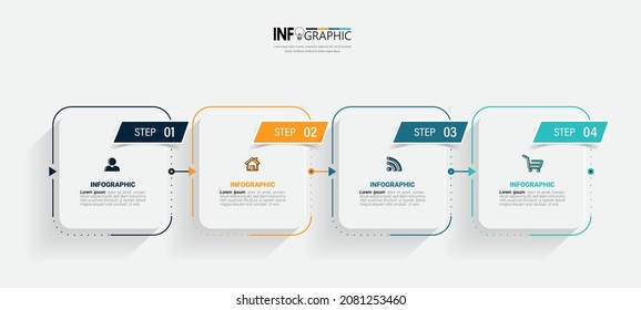 Infographics design template, Timeline Business concept with 4 steps or options, can be used for workflow layout, diagram, annual report, web design.Creative banner, label vector.