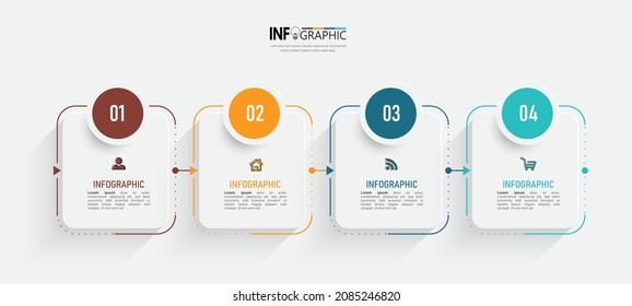 Infographics design template, Timeline Business concept with 4 steps or options, can be used for workflow layout, diagram, annual report, web design.Creative banner, label vector.