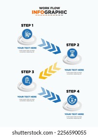 Infographics design template. workflow chart  with 4 steps. Can be used for workflow layout, diagram, banner, infographic, process. Vector illustration