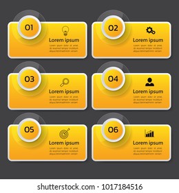 Infographics design template,3D Business concept with 6 steps or options, can be used for workflow layout, diagram, annual report, web design.Creative banner,label vector