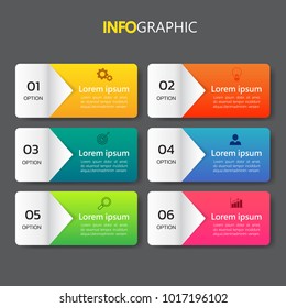Infographics design template,3D Business concept with 6 steps or options, can be used for workflow layout, diagram, annual report, web design.Creative banner,label vector.