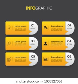 Infographics design template,3D Business concept with 6 steps or options, can be used for workflow layout, diagram, annual report, web design.Creative banner,label vector.