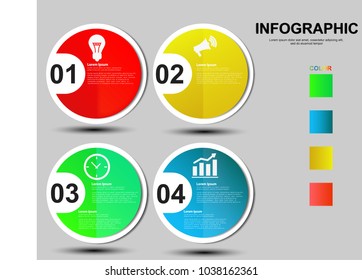 Infographics design template,3D Business concept with 4 steps or options, can be used for workflow layout, diagram, annual report, web design.Creative banner,label vector