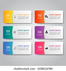 Infographics design template,3D Business concept with 6 steps or options, can be used for workflow layout, diagram, annual report, web design.Creative banner,label vector.