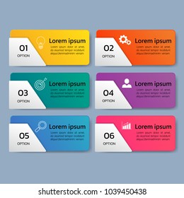 Infographics design template,3D Business concept with 6 steps or options, can be used for workflow layout, diagram, annual report, web design.Creative banner,label vector.