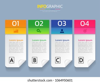 Infographics design template,3D Business concept with 4 steps or options, can be used for workflow layout, diagram, annual report, web design.Creative banner,label vector.