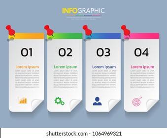 Infographics design template,3D Business concept with 4 steps or options, can be used for workflow layout, diagram, annual report, web design.Creative banner,label vector.