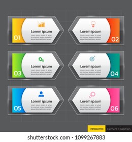 Infographics design template,3D Business concept with 6 steps or options, can be used for workflow layout, diagram, annual report, web design.Creative banner,label vector.

