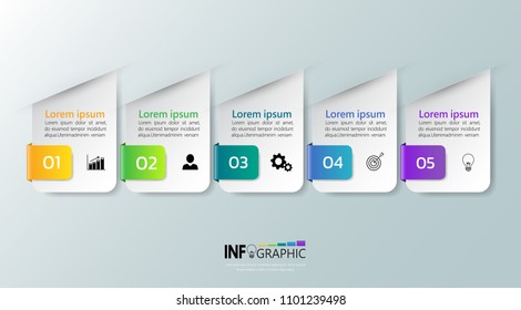 Infographics design template,3D Business concept with 5 steps or options, can be used for workflow layout, diagram, web design.creative banner,label vector.