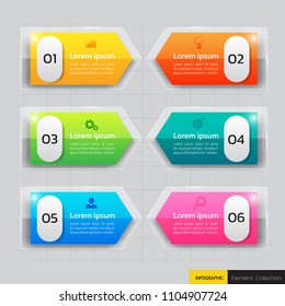 Infographics design template,3D Business concept with 6 steps or options, can be used for workflow layout, diagram, annual report, web design.Creative banner,label vector.
