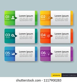 Infographics design template,3D Business concept with 6 steps or options, can be used for workflow layout, diagram, annual report, web design.Creative banner,label vector
