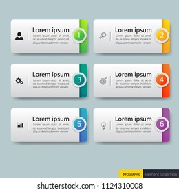 Infographics design template,3D Business concept with 6 steps or options, can be used for workflow layout, diagram, annual report, web design.Creative banner,label vector