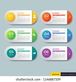Infographics design template,3D Business concept with 6 steps or options, can be used for workflow layout, diagram, annual report, web design.Creative banner,label vector.