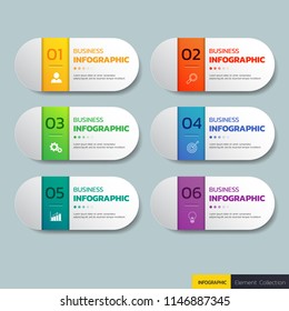 Infographics design template,3D Business concept with 6 steps or options, can be used for workflow layout, diagram, annual report, web design.Creative banner,label vector.