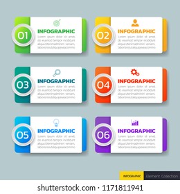 Infographics design template,3D Business concept with 6 steps or options, can be used for workflow layout, diagram, annual report, web design.Creative banner,label vector