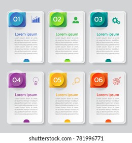 Infographics design template,3D Business concept with 6 steps or options, can be used for workflow layout, diagram, annual report, web design.Creative banner,label vector